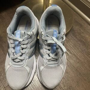 New Balance Light Gray and Sky Blue Sneakers